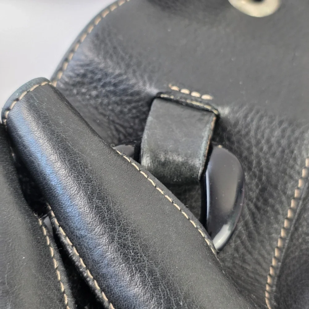 Furla 2way Pleated Black Pebbled Leather Hobo Shoulder Bag Made in Italy Ruffle